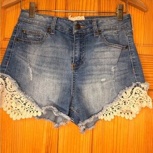 Alter’d State Lace Trim Denim Shorts